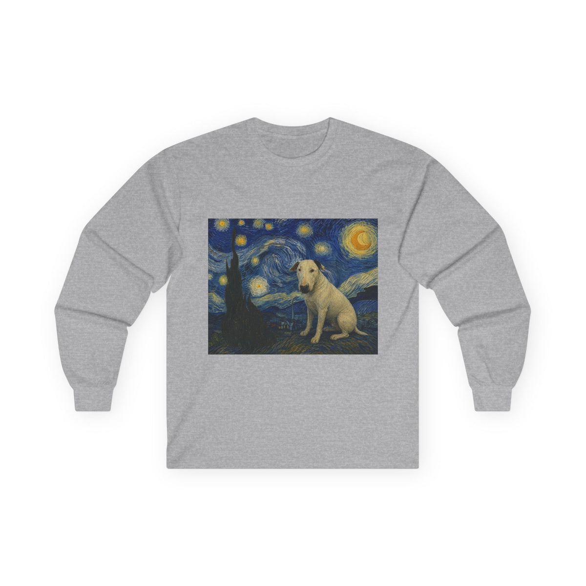 Bull Terrier Starry Night — after Vincent van Gogh, 1889 | Long Sleeve