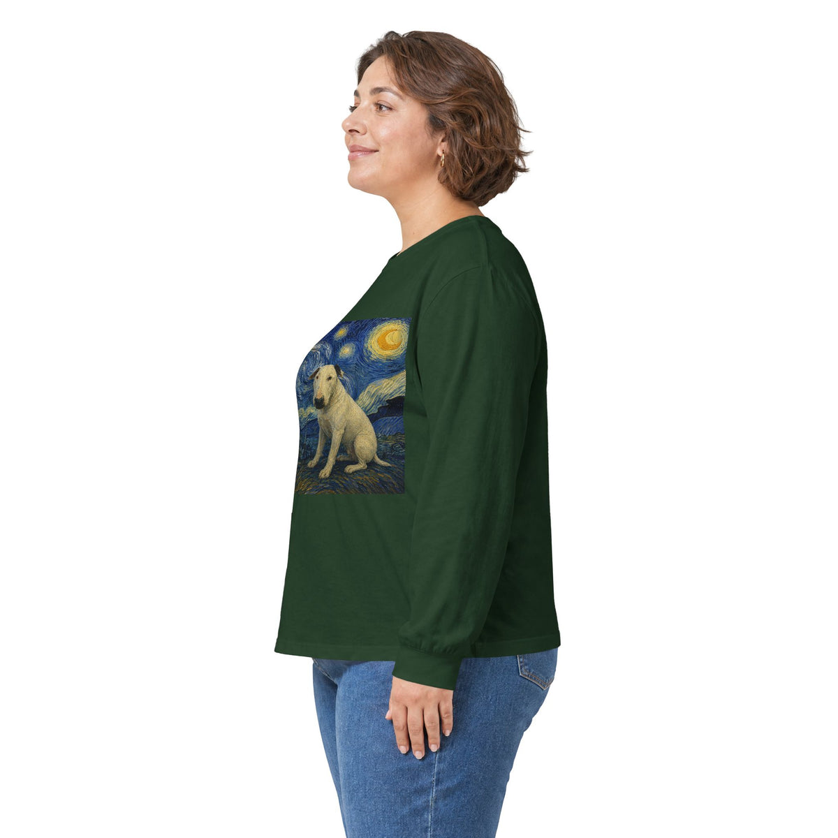 Bull Terrier Starry Night — after Vincent van Gogh, 1889 | Long Sleeve