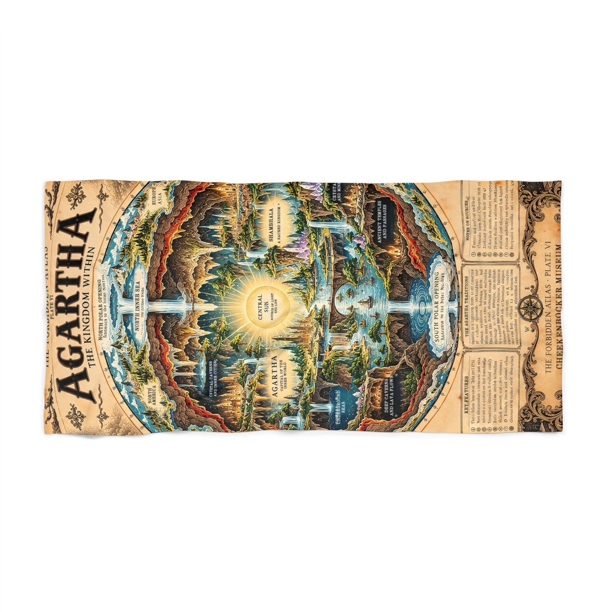 Agartha, The Forbidden Atlas Plate VI | Beach Towel