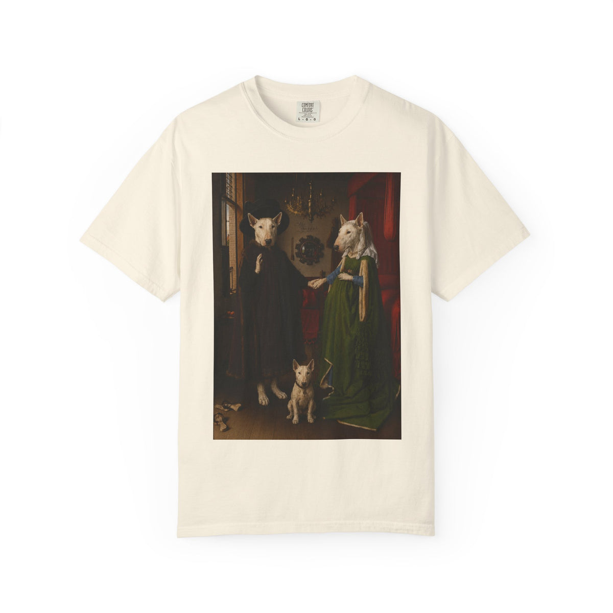 Bull Terrier The Arnolfini Portrait — after Jan van Eyck, 1434 | Garment-Dyed Tee