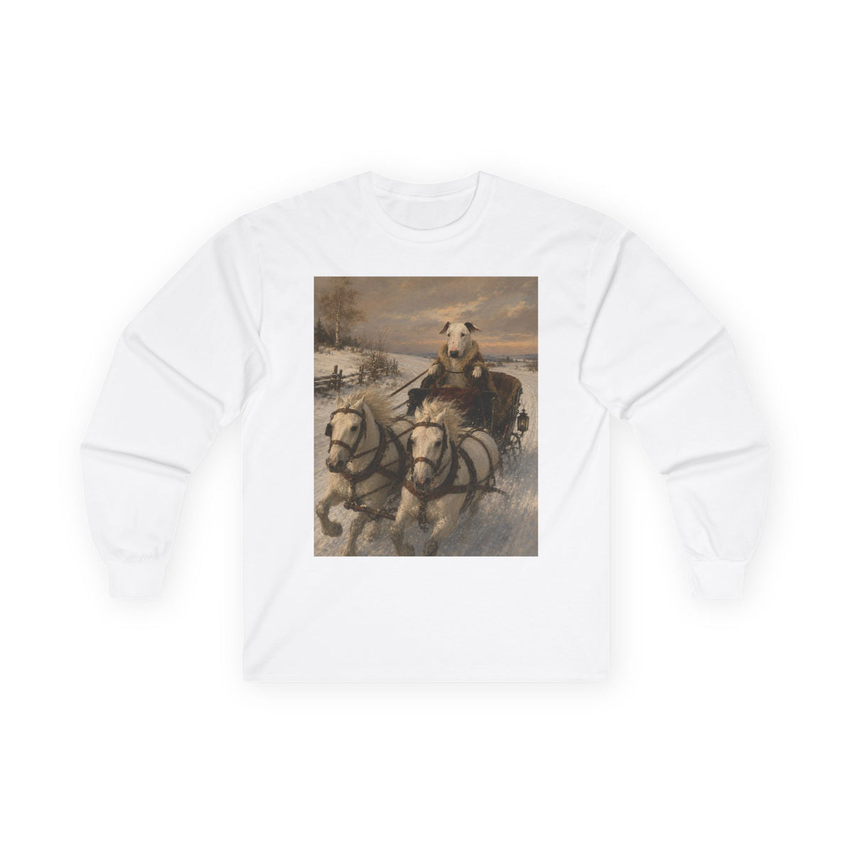 Bull Terrier Sleigh Ride — after Alfred Wierusz-Kowalski, c.1890 | Long Sleeve