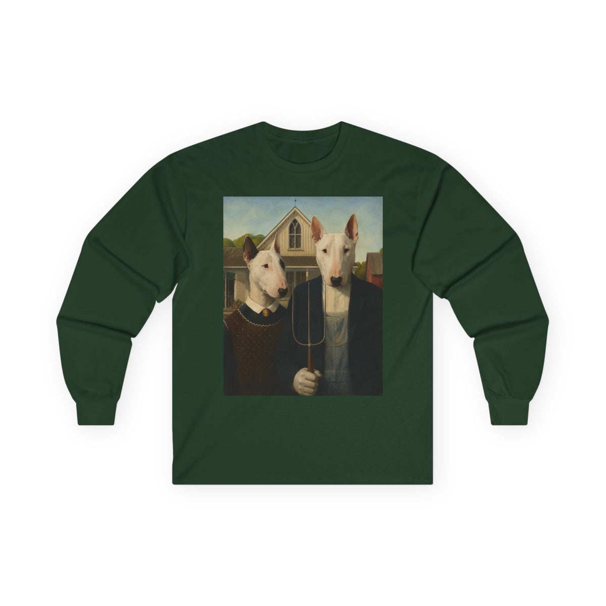 Bull Terrier American Gothic — after Grant Wood, 1930 | Long Sleeve