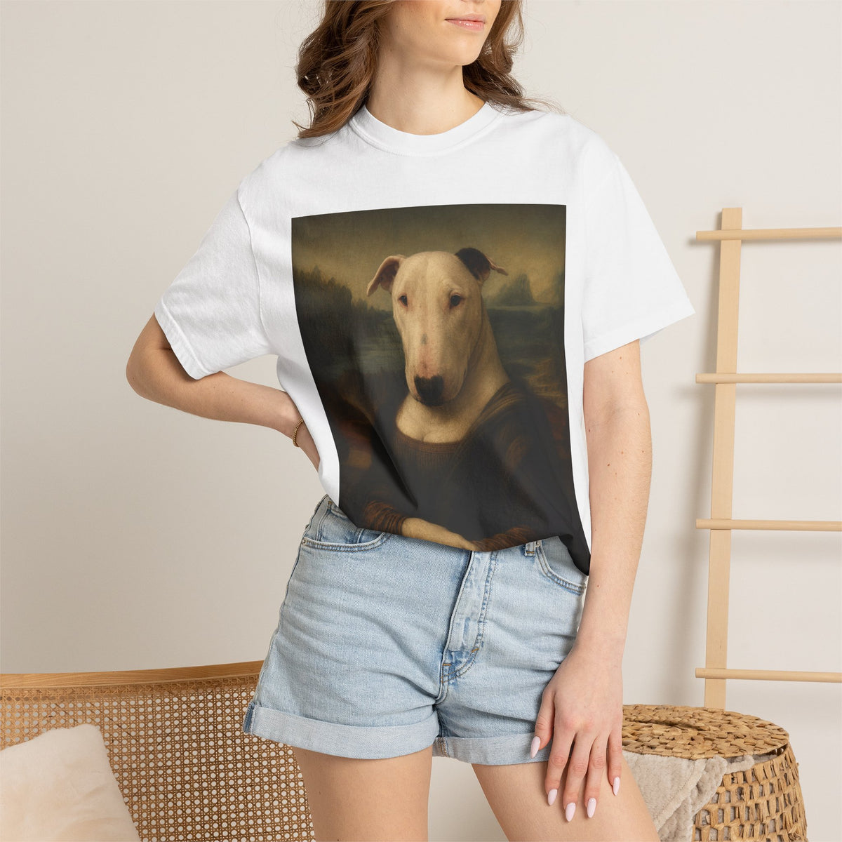 Bull Terrier Mona Lisa — after Leonardo da Vinci, c.1503 | Garment-Dyed Tee