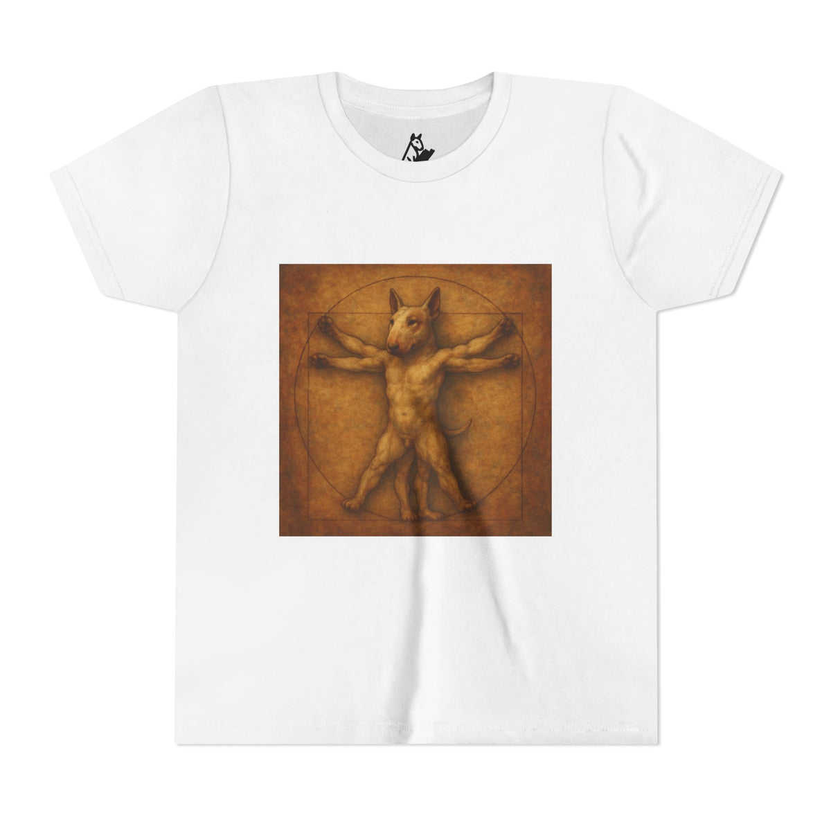 Bull Terrier Vitruvian Man — after Leonardo da Vinci, c.1490 | Youth Tee
