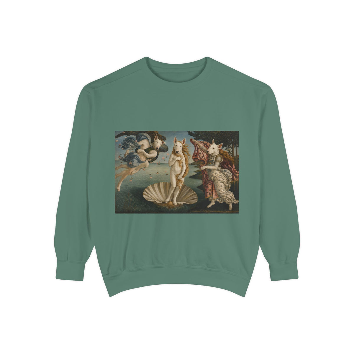 Bull Terrier The Birth of Venus — after Sandro Botticelli, c.1485 | Crewneck