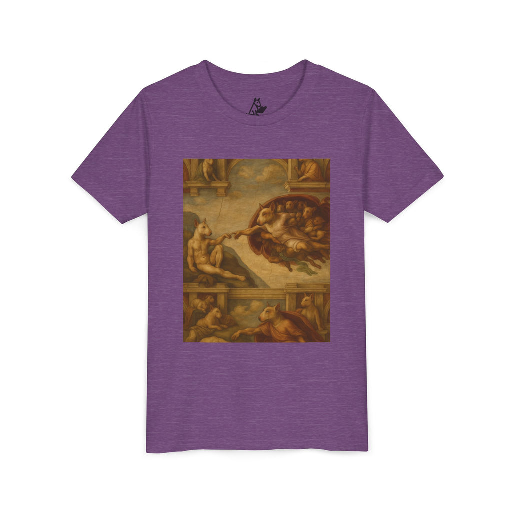 Bull Terrier The Creation of Adam — after Michelangelo, 1512 | Youth Tee