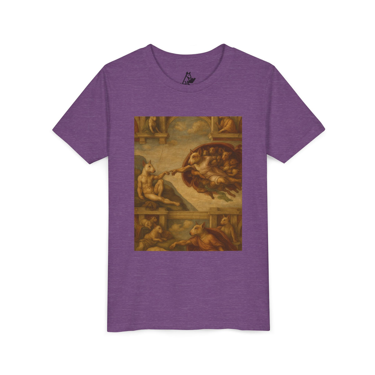 Bull Terrier The Creation of Adam — after Michelangelo, 1512 | Youth Tee