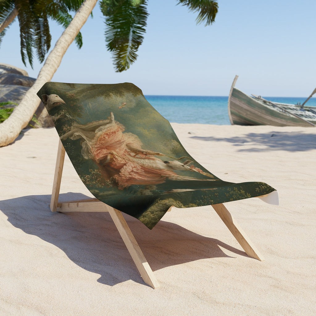 Bull Terrier The Swing — after Jean-Honore Fragonard, 1767 | Beach Towel