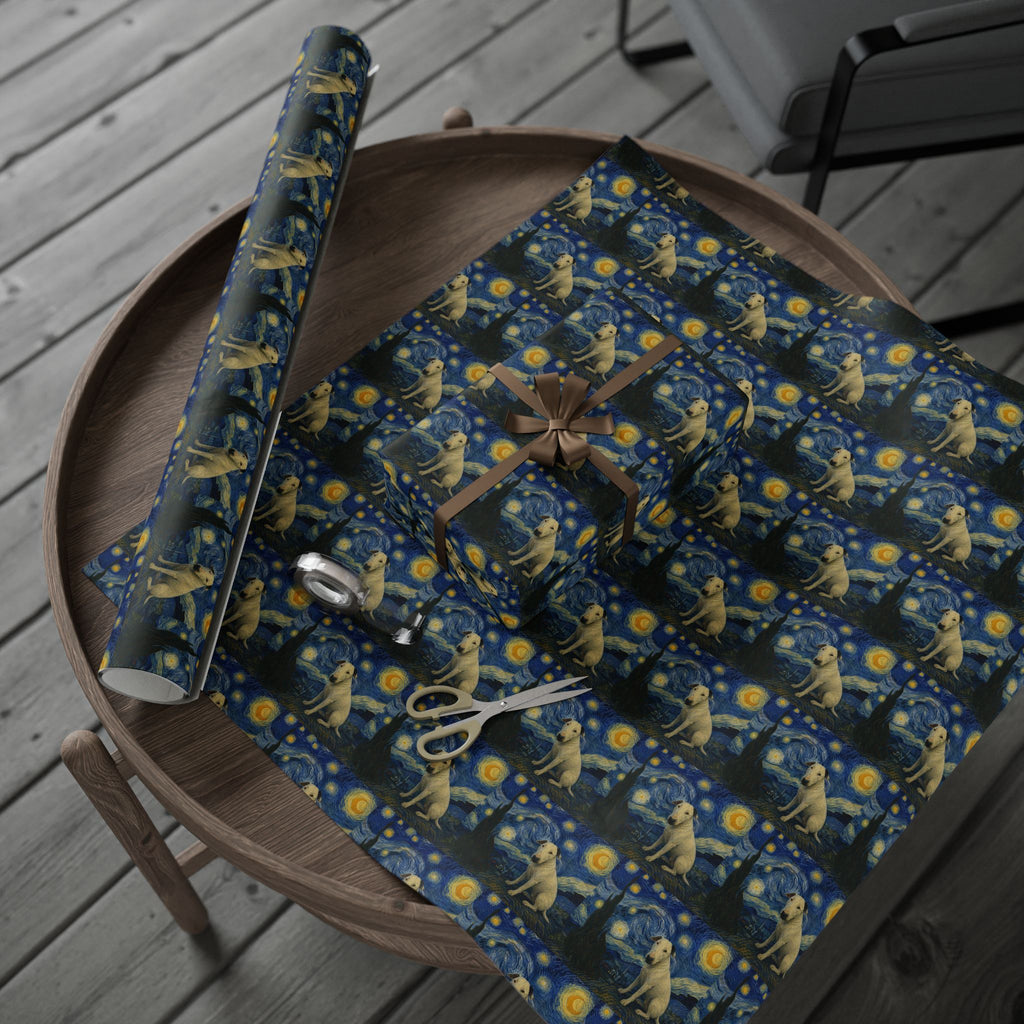 Bull Terrier The Starry Night — after Vincent van Gogh, 1889 | Wrapping Paper