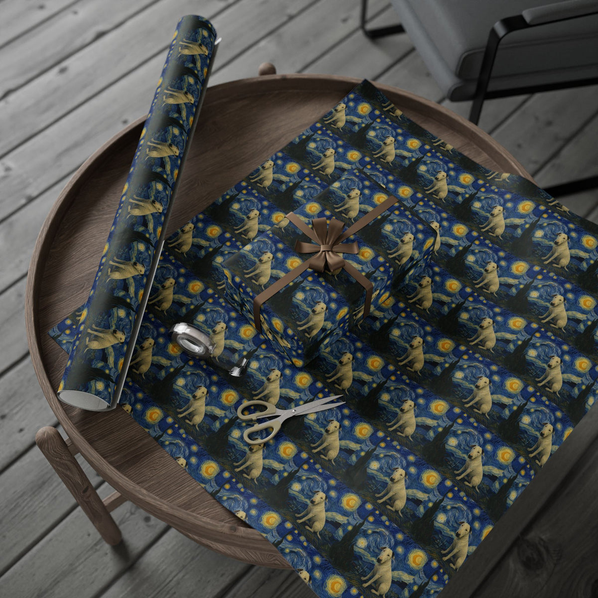 Bull Terrier The Starry Night — after Vincent van Gogh, 1889 | Wrapping Paper