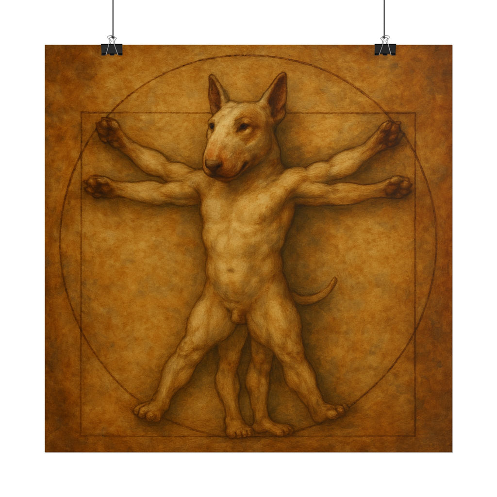 Bull Terrier Vitruvian Man — after Leonardo da Vinci, c.1490 | Poster