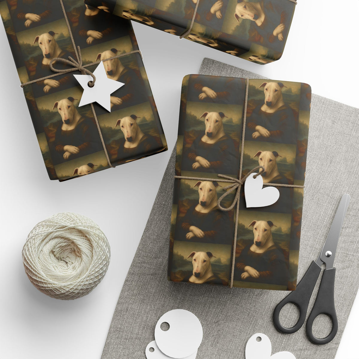 Bull Terrier Mona Lisa — after Leonardo da Vinci, c.1503 | Wrapping Paper