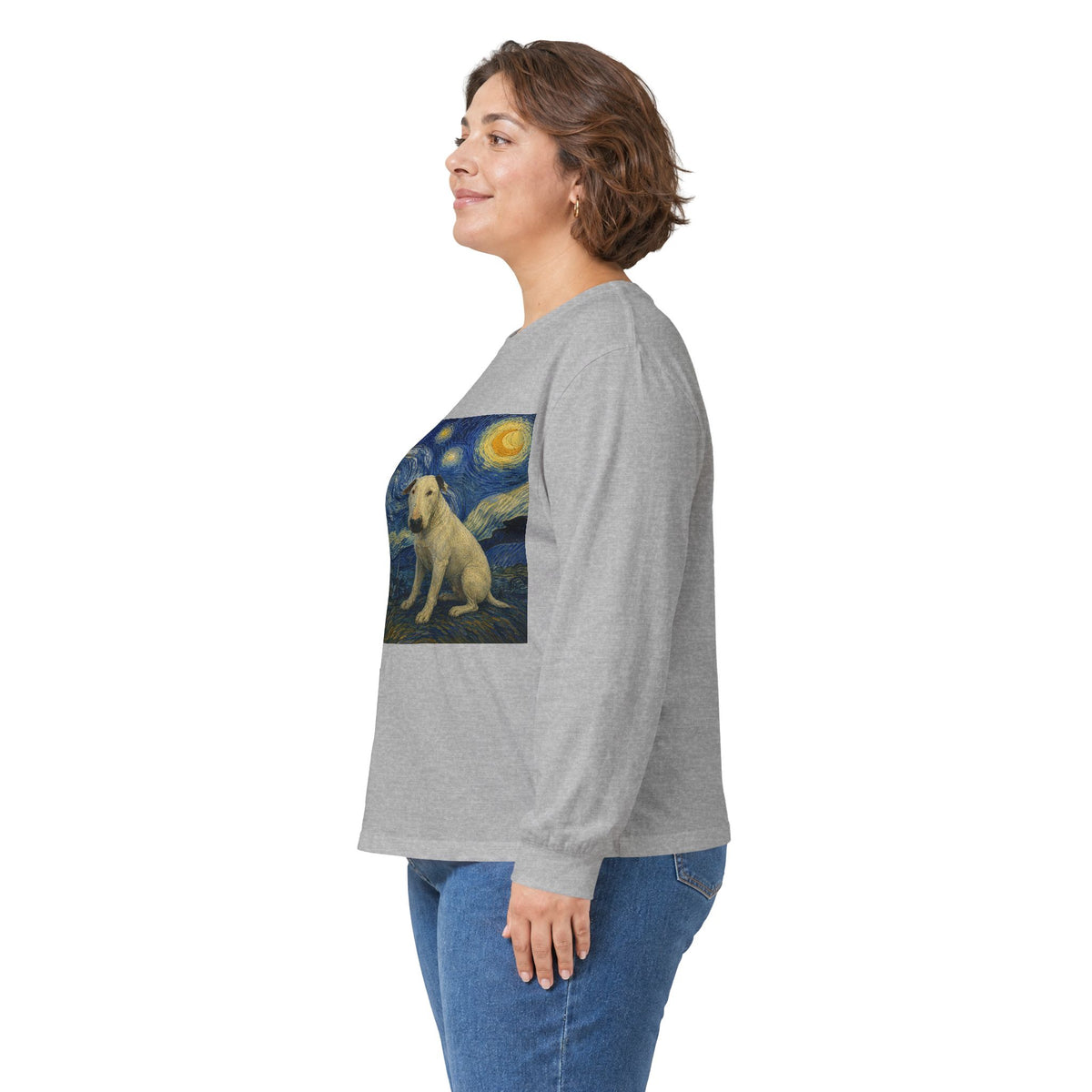 Bull Terrier Starry Night — after Vincent van Gogh, 1889 | Long Sleeve