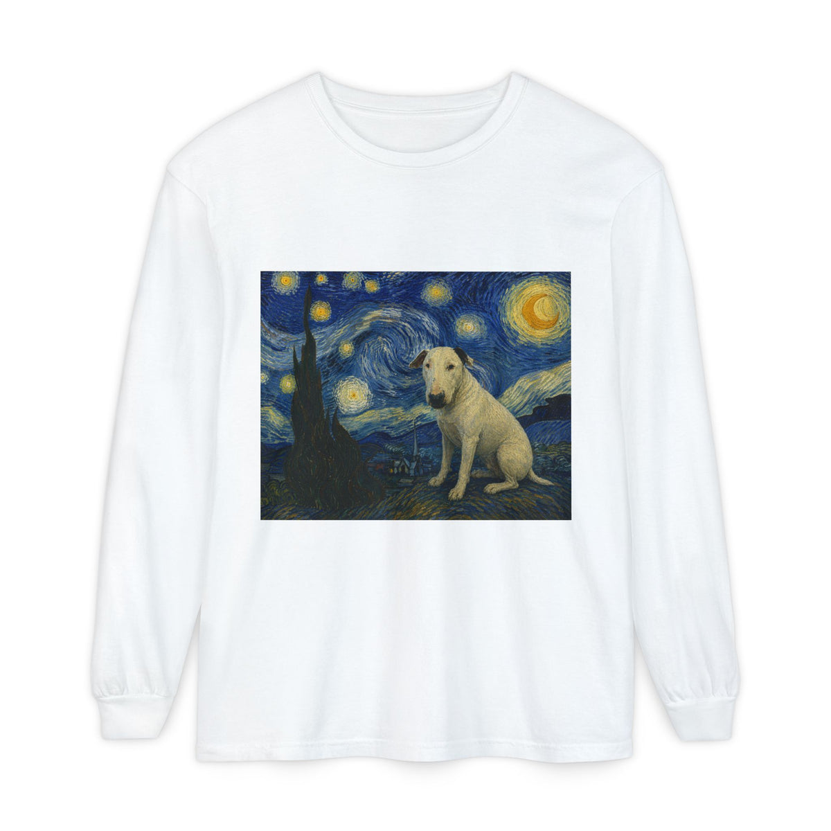 Bull Terrier The Starry Night — after Vincent van Gogh, 1889 | Long Sleeve