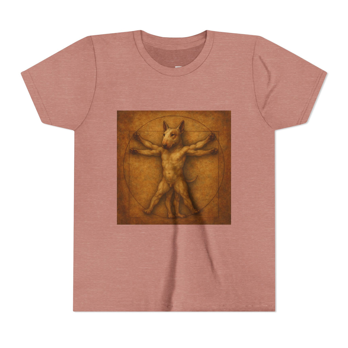 Bull Terrier Vitruvian Man — after Leonardo da Vinci, c.1490 | Youth Tee