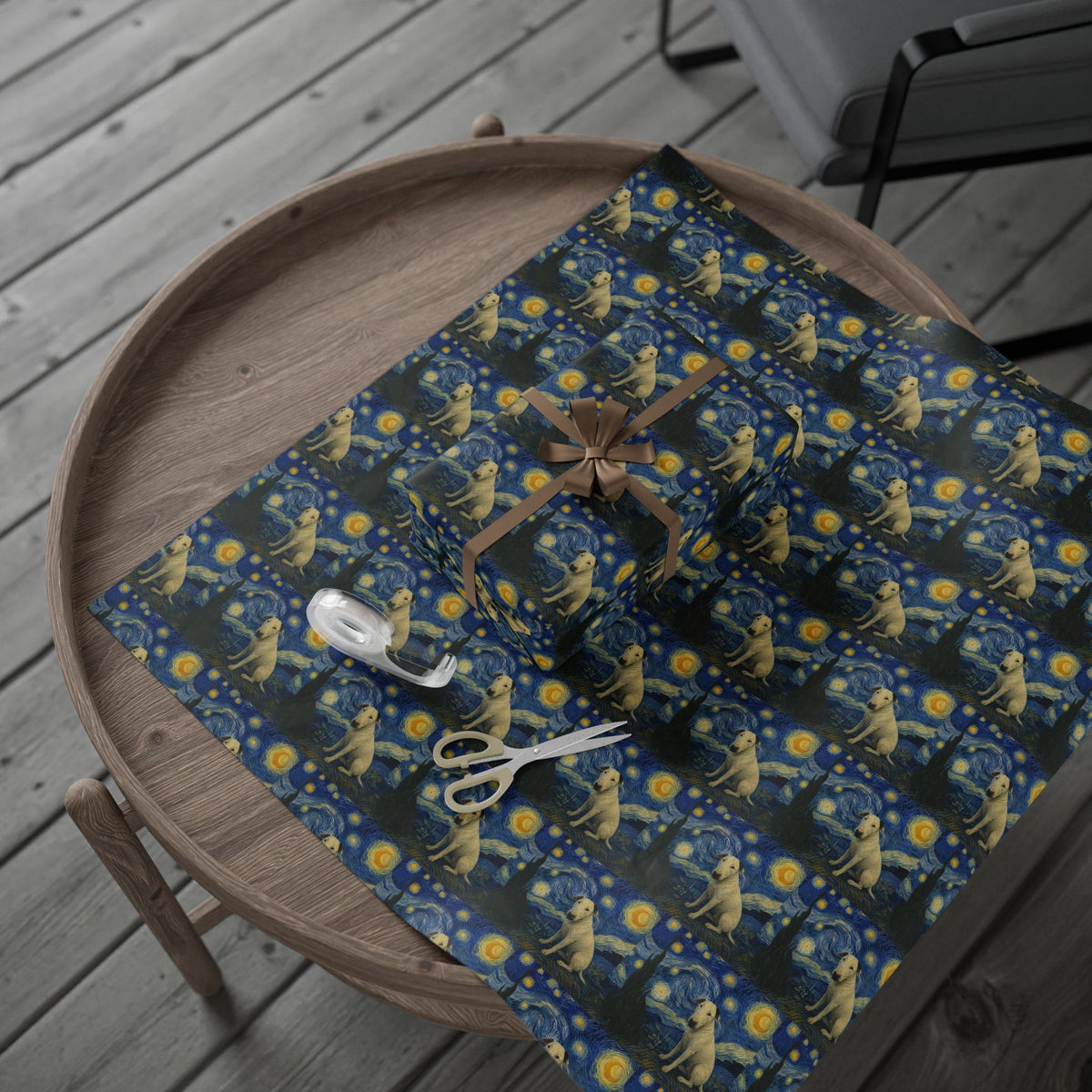 Bull Terrier The Starry Night — after Vincent van Gogh, 1889 | Wrapping Paper