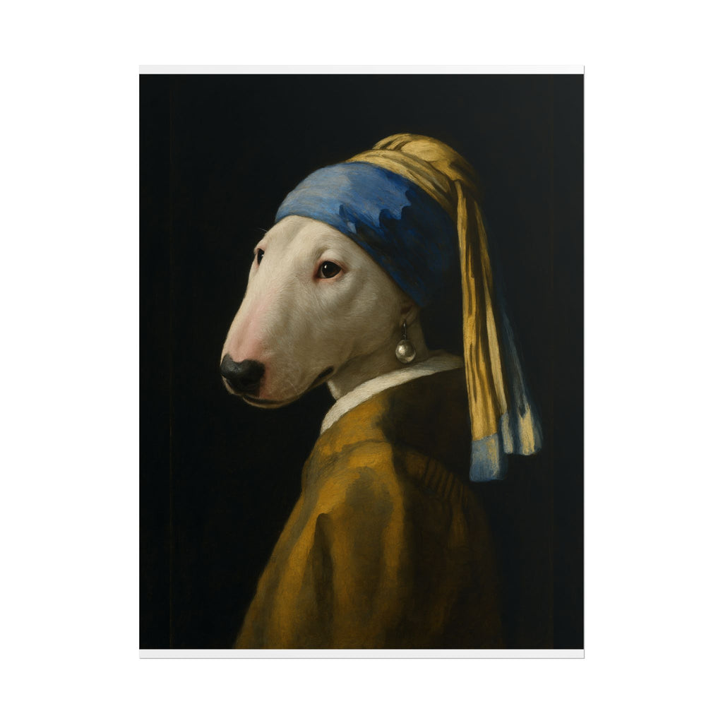 Bull Terrier Girl With A Pearl Earring — after Johannes Vermeer, c.1665 | Print