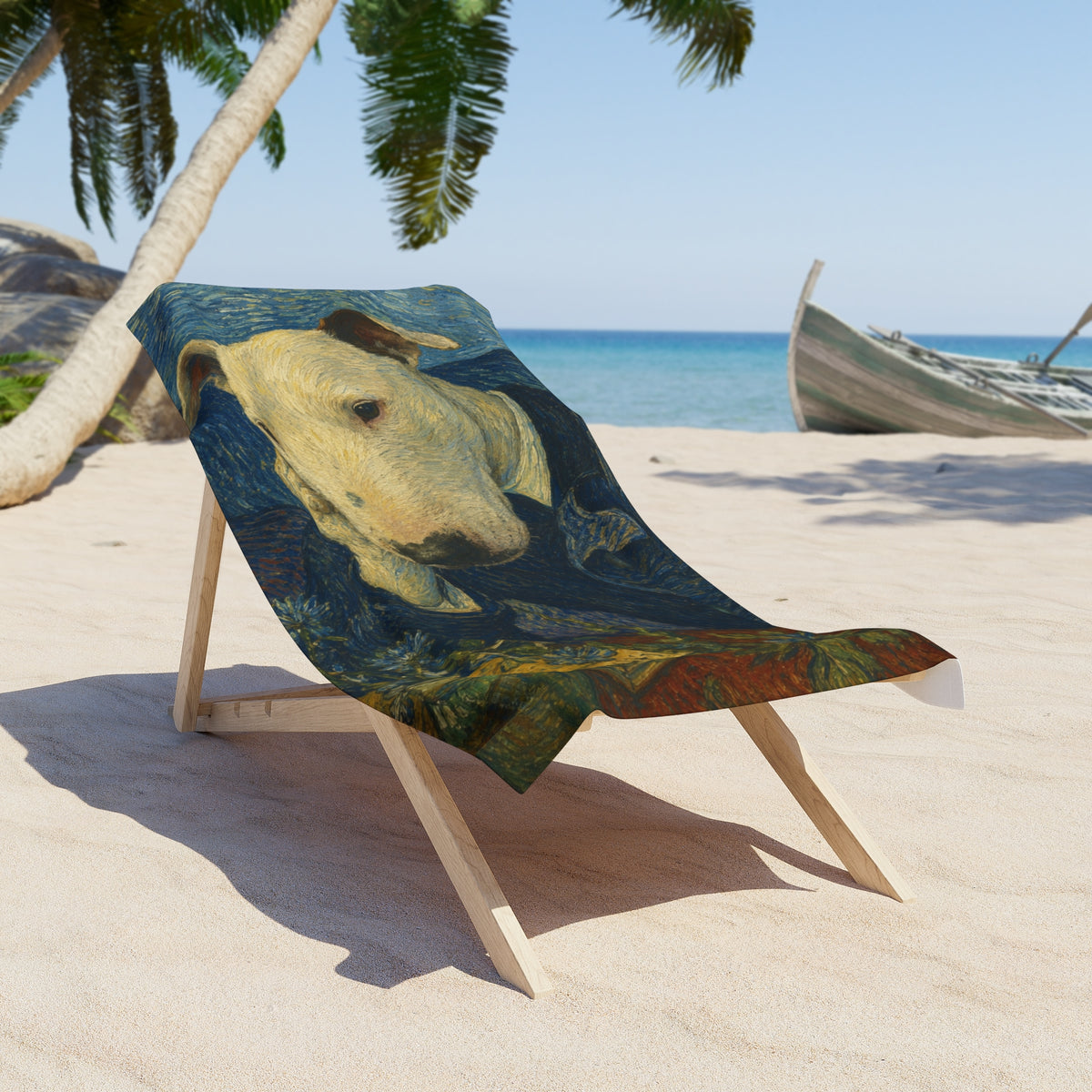 Bull Terrier Portrait of Doctor Gachet — after Vincent van Gogh, 1890 | Beach Towel