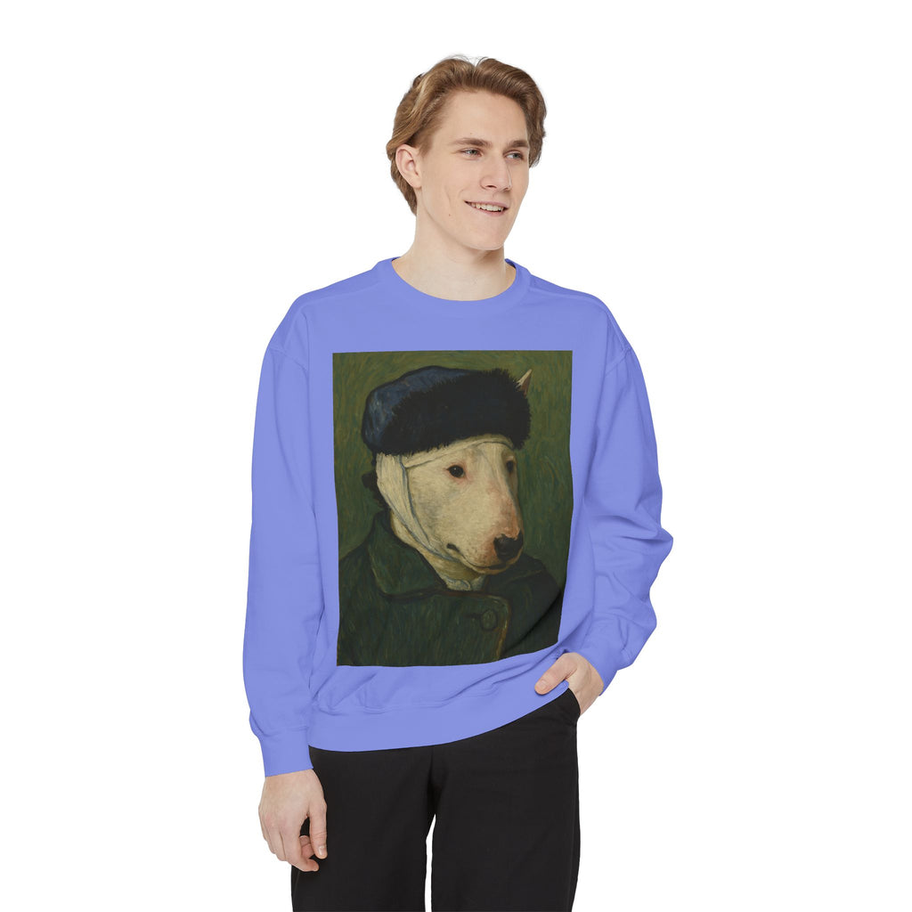 Bull Terrier Self-Portrait with Bandaged Ear — after Vincent van Gogh, 1889 | Crewneck