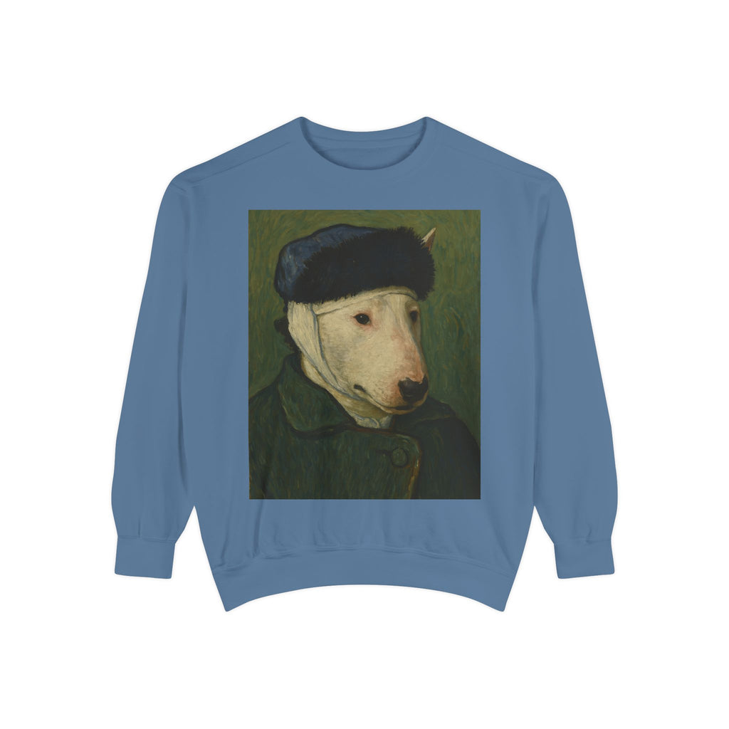 Bull Terrier Self-Portrait with Bandaged Ear — after Vincent van Gogh, 1889 | Crewneck