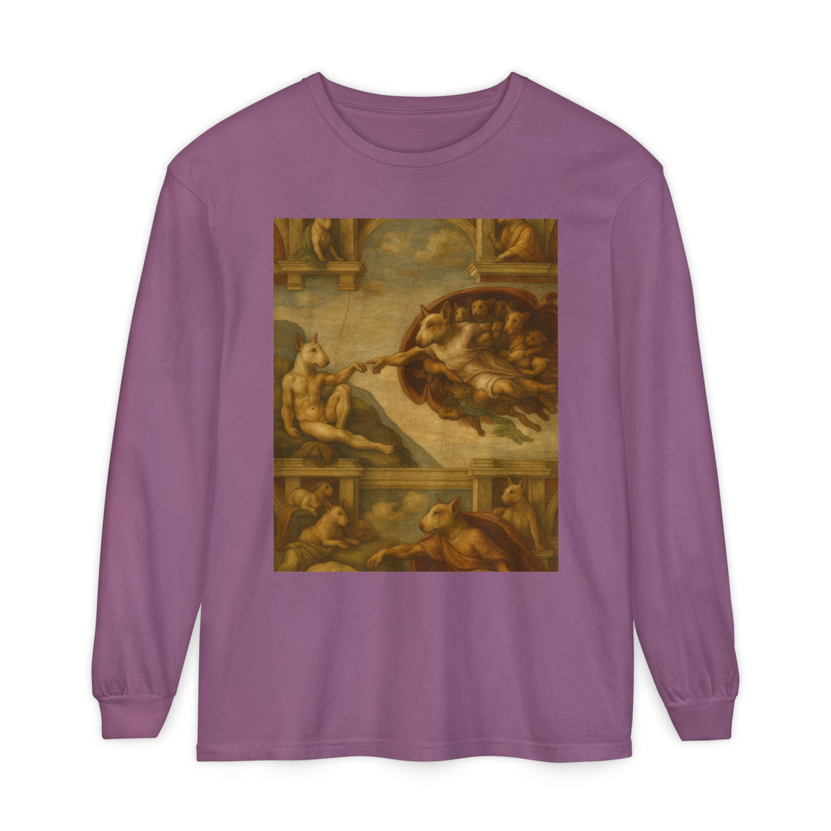 Bull Terrier The Creation of Adam — after Michelangelo, 1512 | Long Sleeve