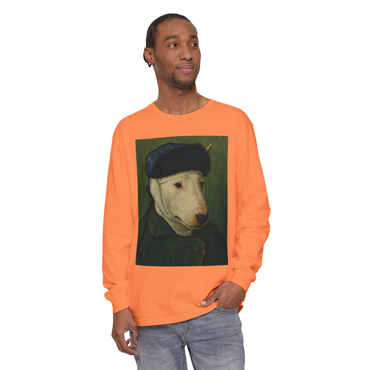 Bull Terrier Self-Portrait with Bandaged Ear — after Vincent van Gogh, 1889 | Long Sleeve