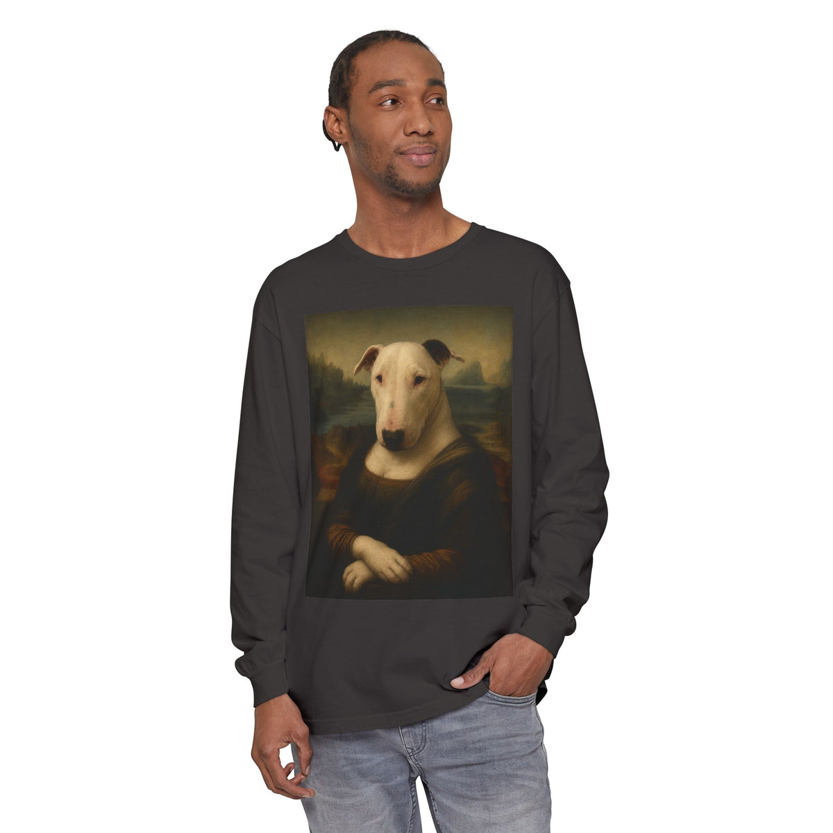 Bull Terrier Mona Lisa — after Leonardo da Vinci, c.1503 | Long Sleeve