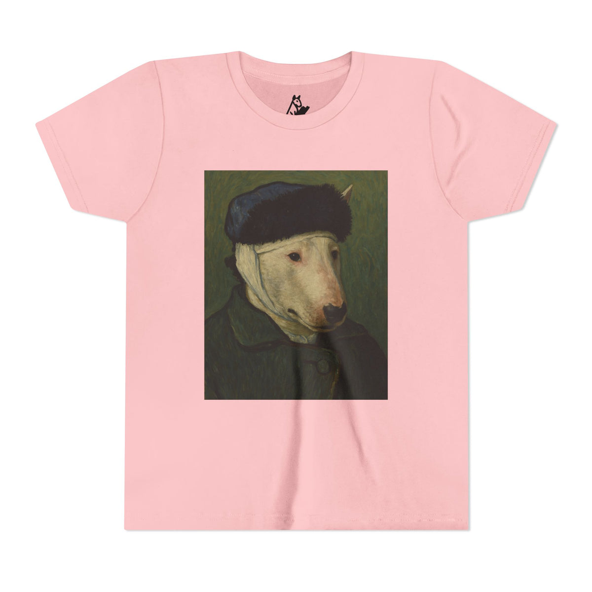 Bull Terrier Self-Portrait with Bandaged Ear — after Vincent van Gogh, 1889 | Youth Tee