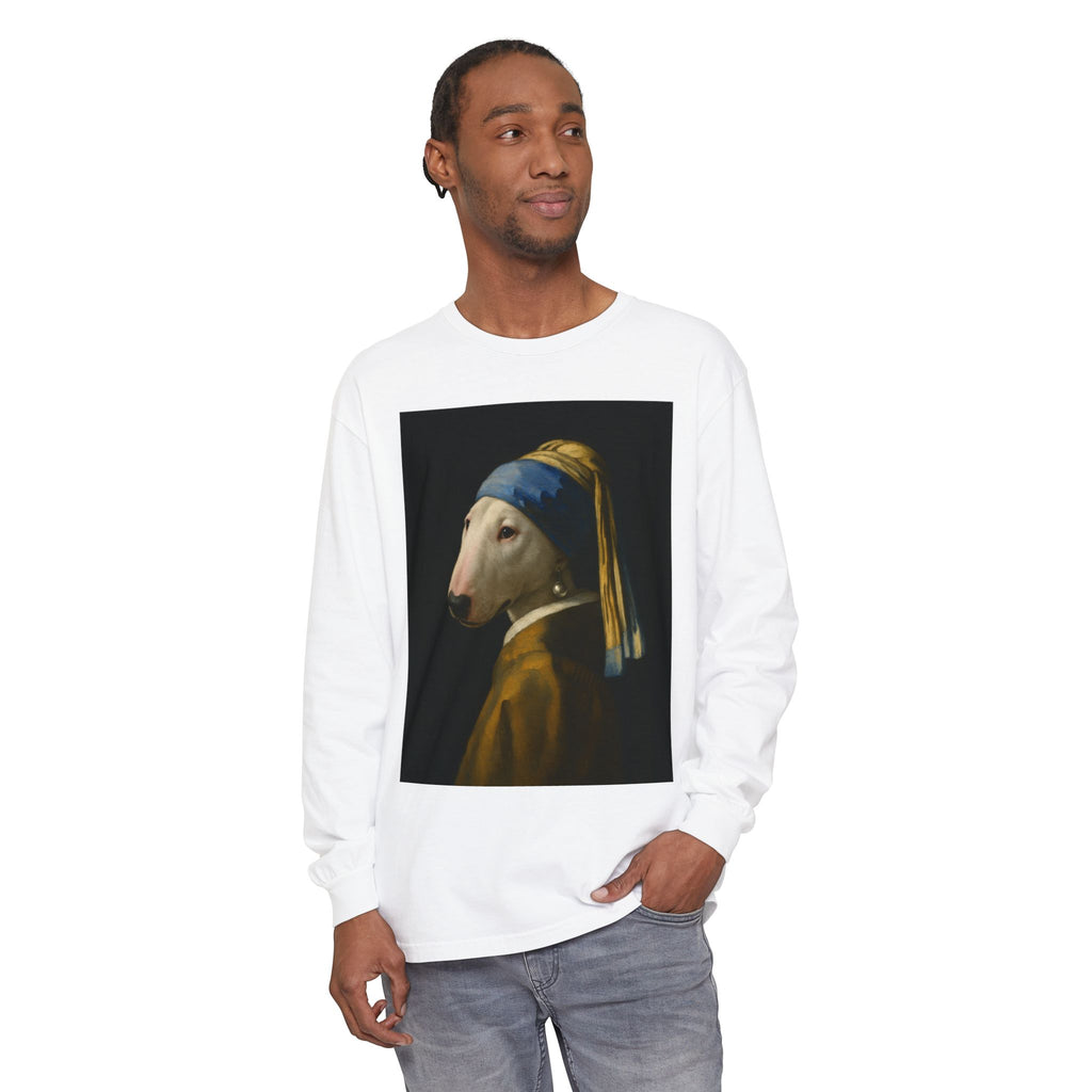 Bull Terrier Girl with a Pearl Earring — after Johannes Vermeer, c.1665 | Long Sleeve