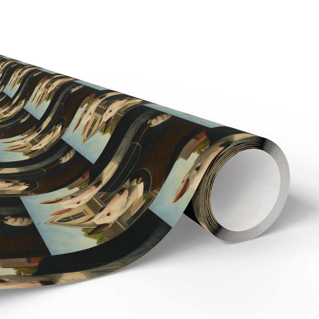Bull Terrier American Gothic — after Grant Wood, 1930 | Wrapping Paper