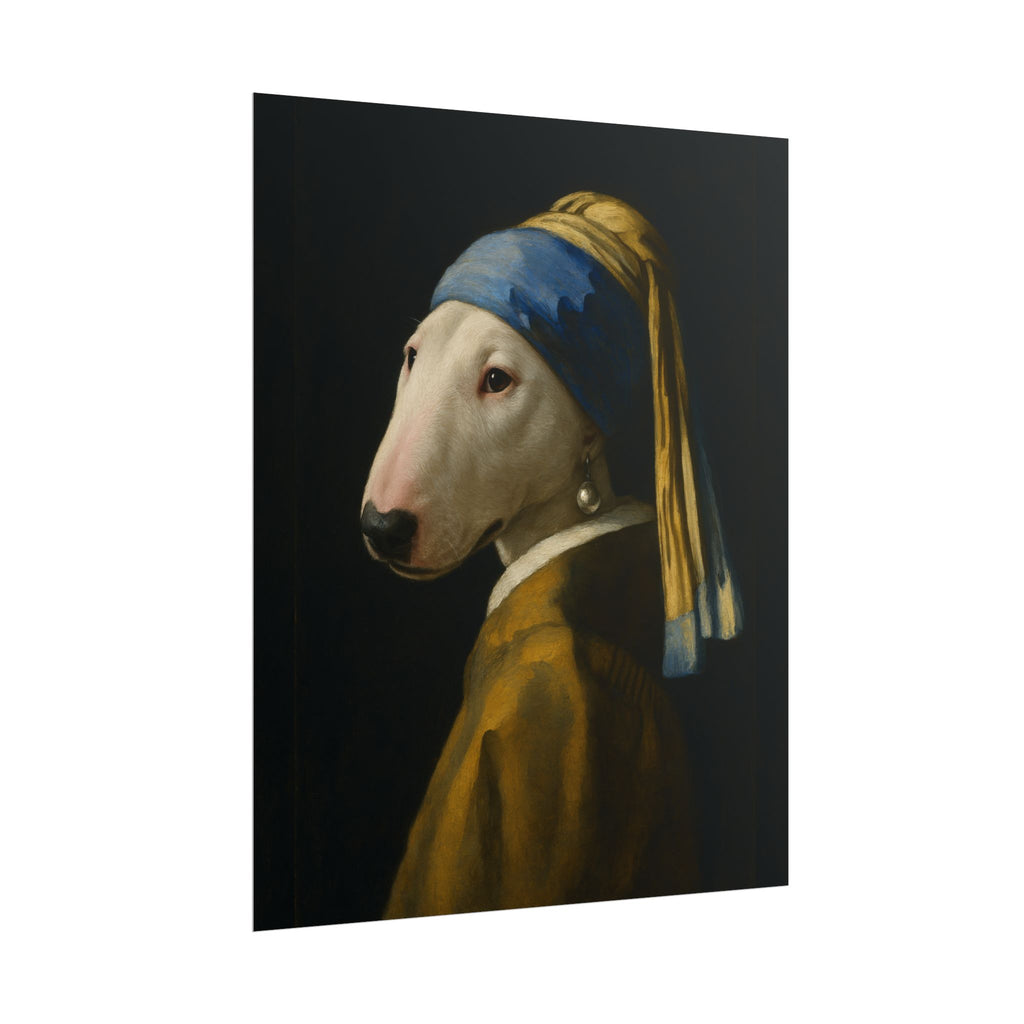 Bull Terrier Girl With A Pearl Earring — after Johannes Vermeer, c.1665 | Print