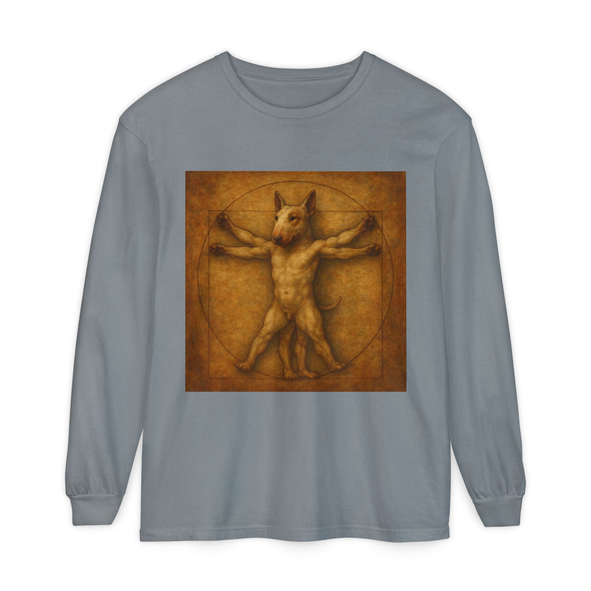 Bull Terrier Vitruvian Man — after Leonardo da Vinci, c.1490 | Long Sleeve