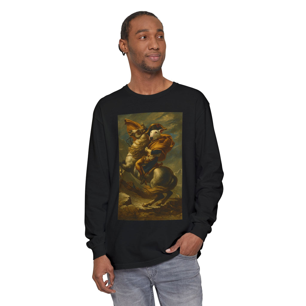 Bull Terrier Napoleon Crossing the Alps — after Jacques-Louis David, 1801 | Long Sleeve