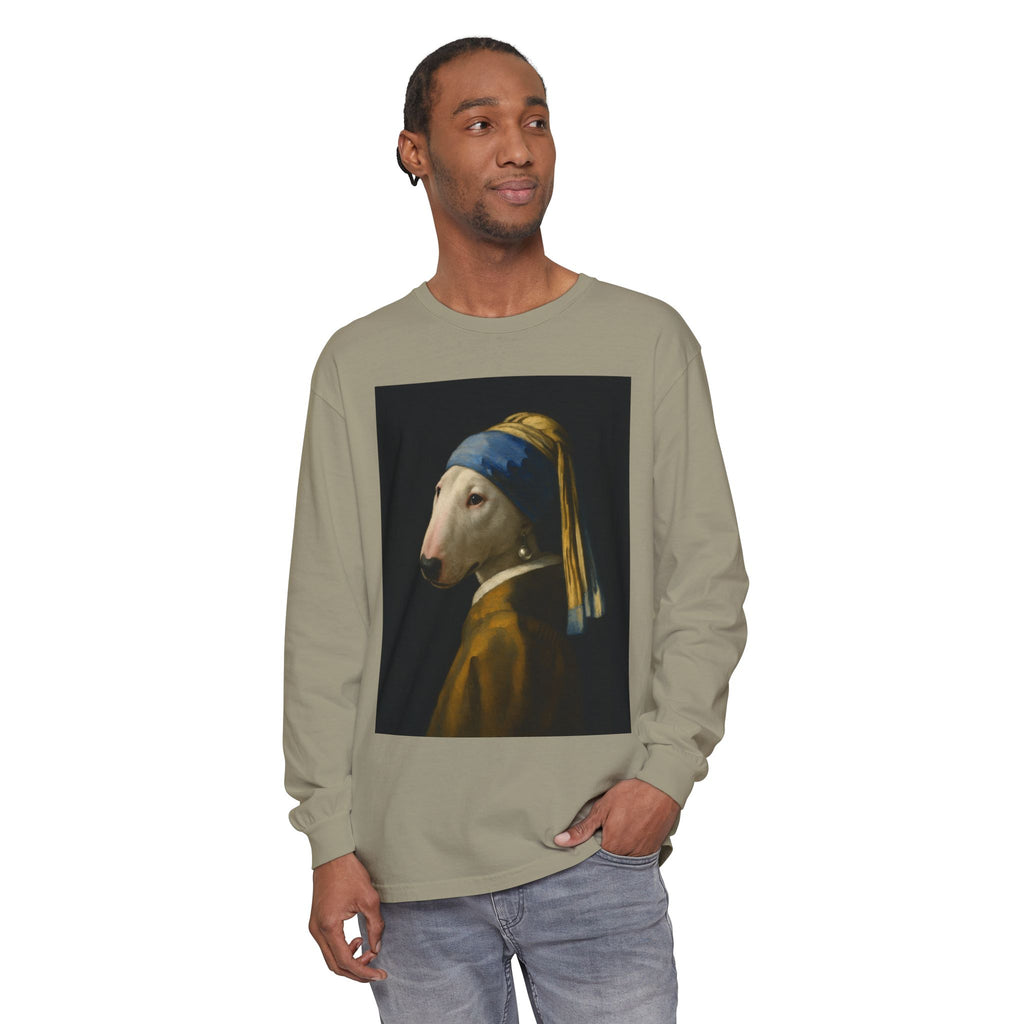 Bull Terrier Girl with a Pearl Earring — after Johannes Vermeer, c.1665 | Long Sleeve
