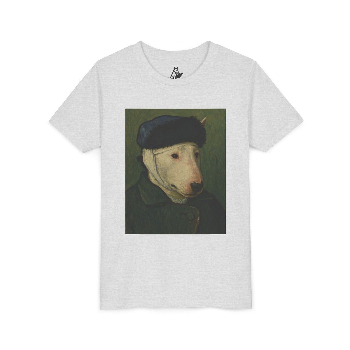 Bull Terrier Self-Portrait with Bandaged Ear — after Vincent van Gogh, 1889 | Youth Tee