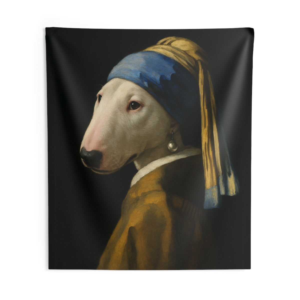 Bull Terrier Girl with a Pearl Earring — after Johannes Vermeer, c.1665 | Tapestry