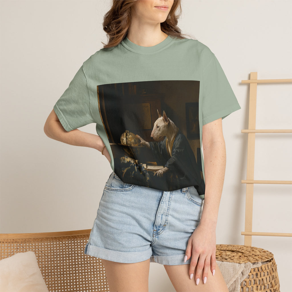 Bull Terrier The Astronomer — after Johannes Vermeer, 1668 | Garment-Dyed Tee