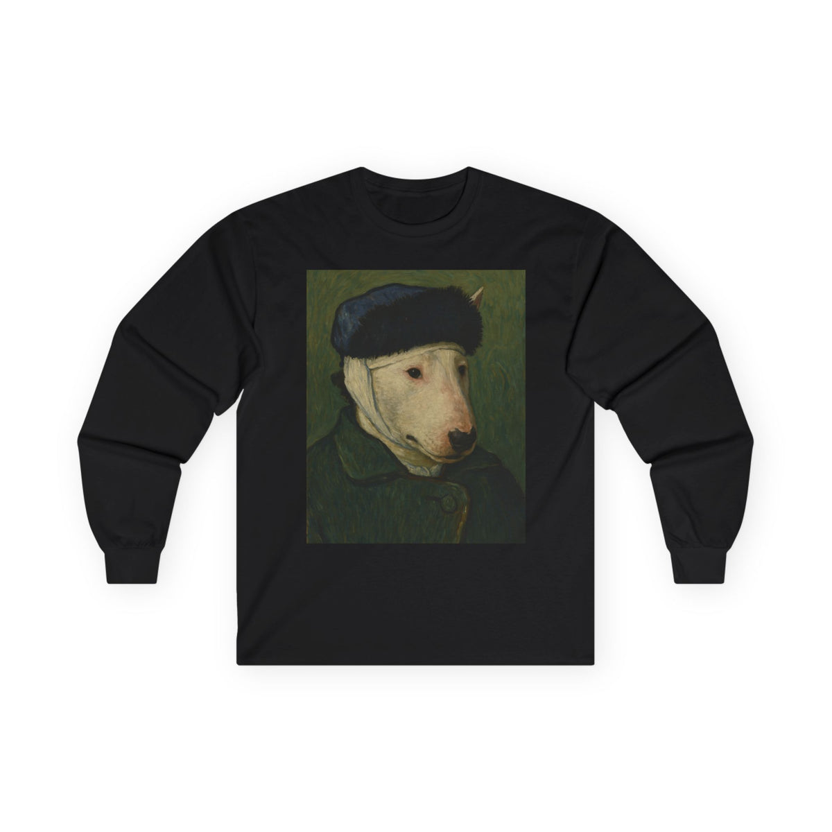 Bull Terrier Self Portrait Bandaged Ear — after Vincent van Gogh, 1889 | Long Sleeve