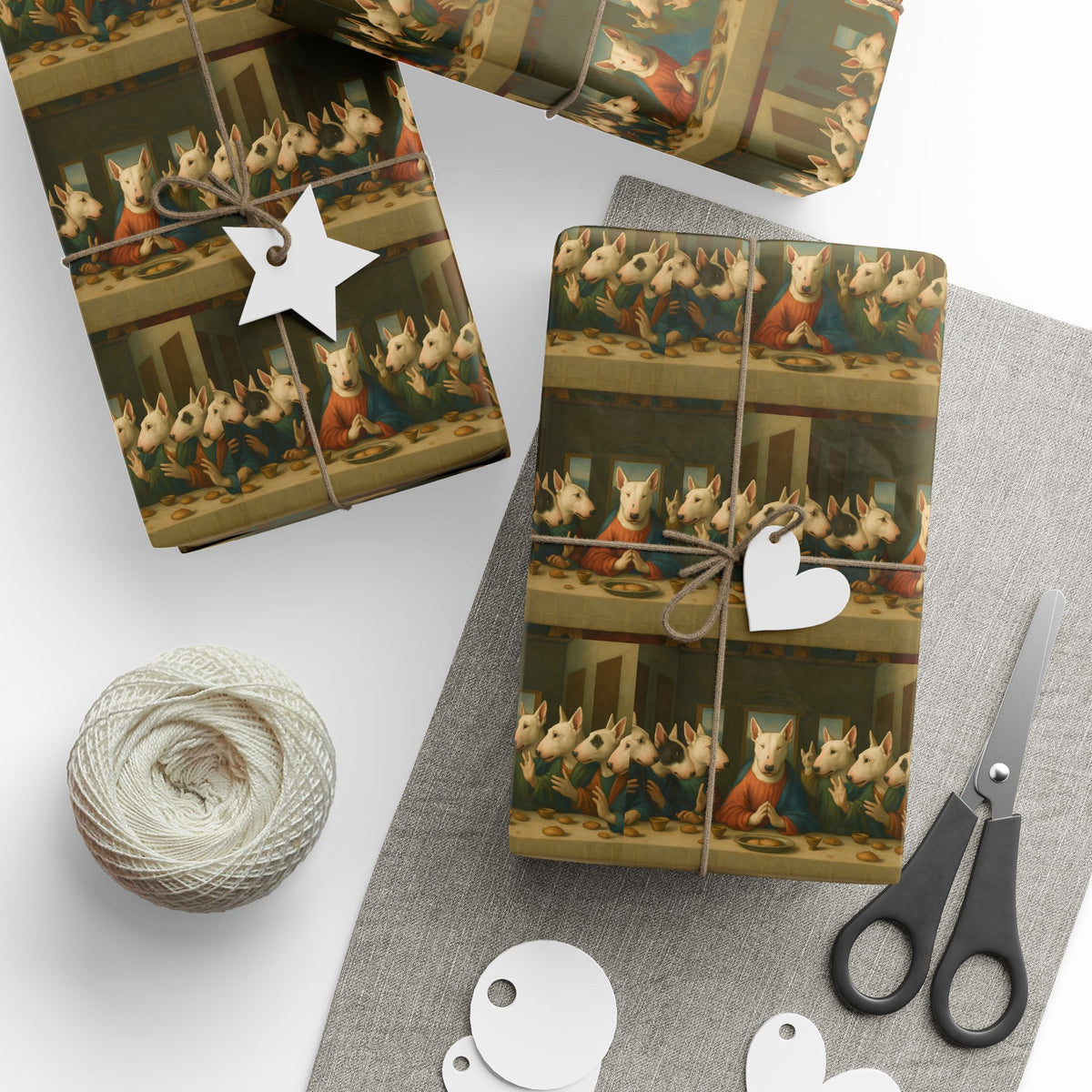 Bull Terrier The Last Supper — after Leonardo da Vinci, 1498 | Wrapping Paper