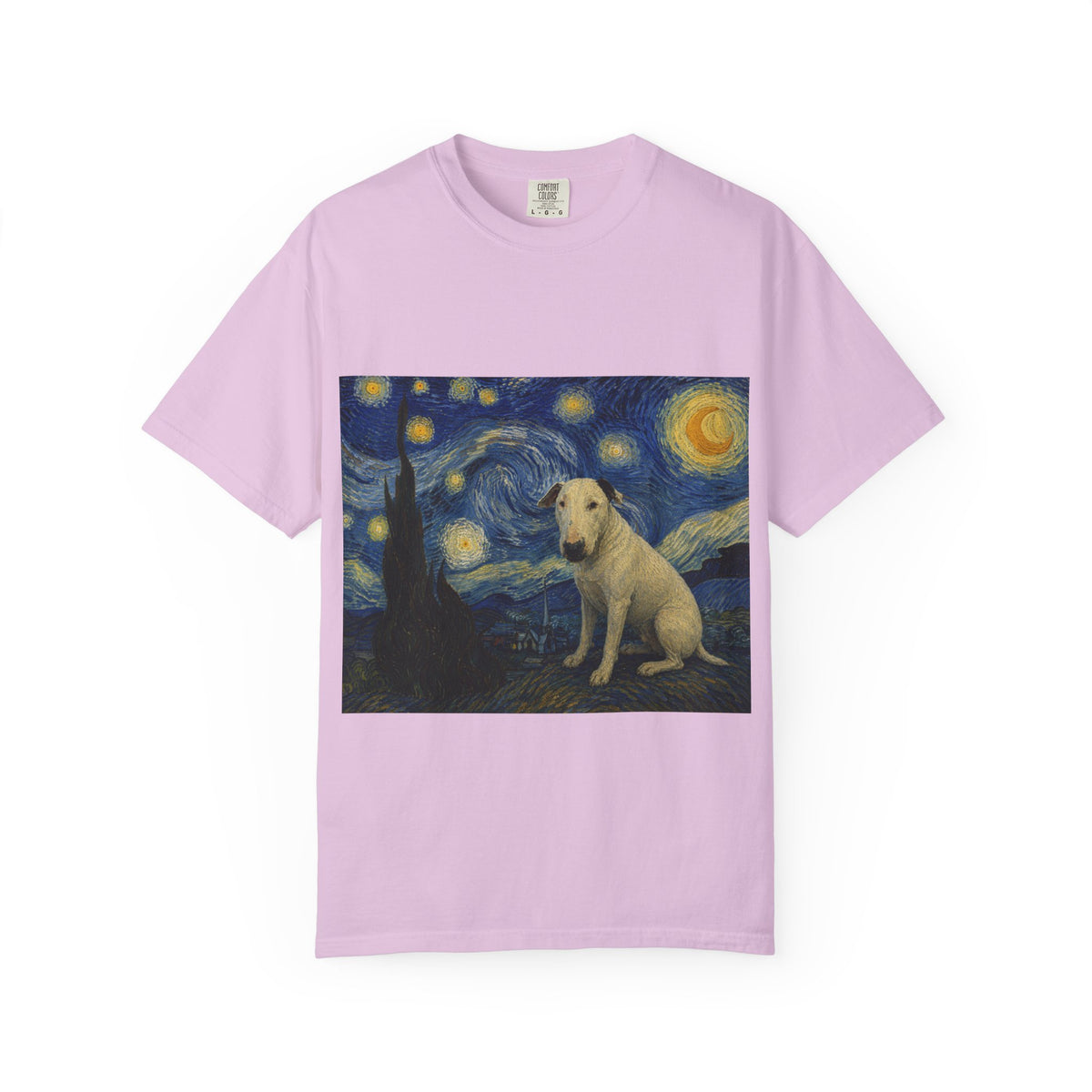 Bull Terrier The Starry Night — after Vincent van Gogh, 1889 | Garment-Dyed Tee