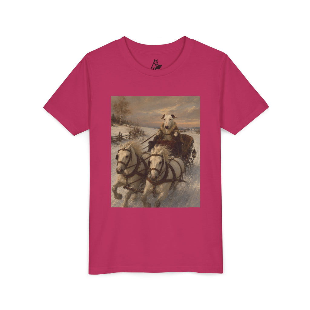 Bull Terrier Sleigh Ride — after Alfred Wierusz-Kowalski, c.1890 | Youth Tee