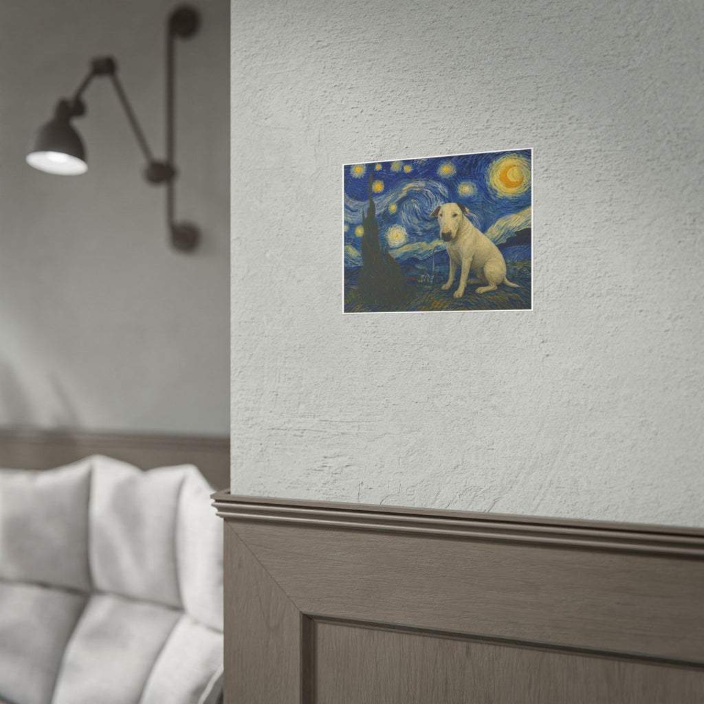 Bull Terrier Starry Night — after Vincent van Gogh, 1889 | Print