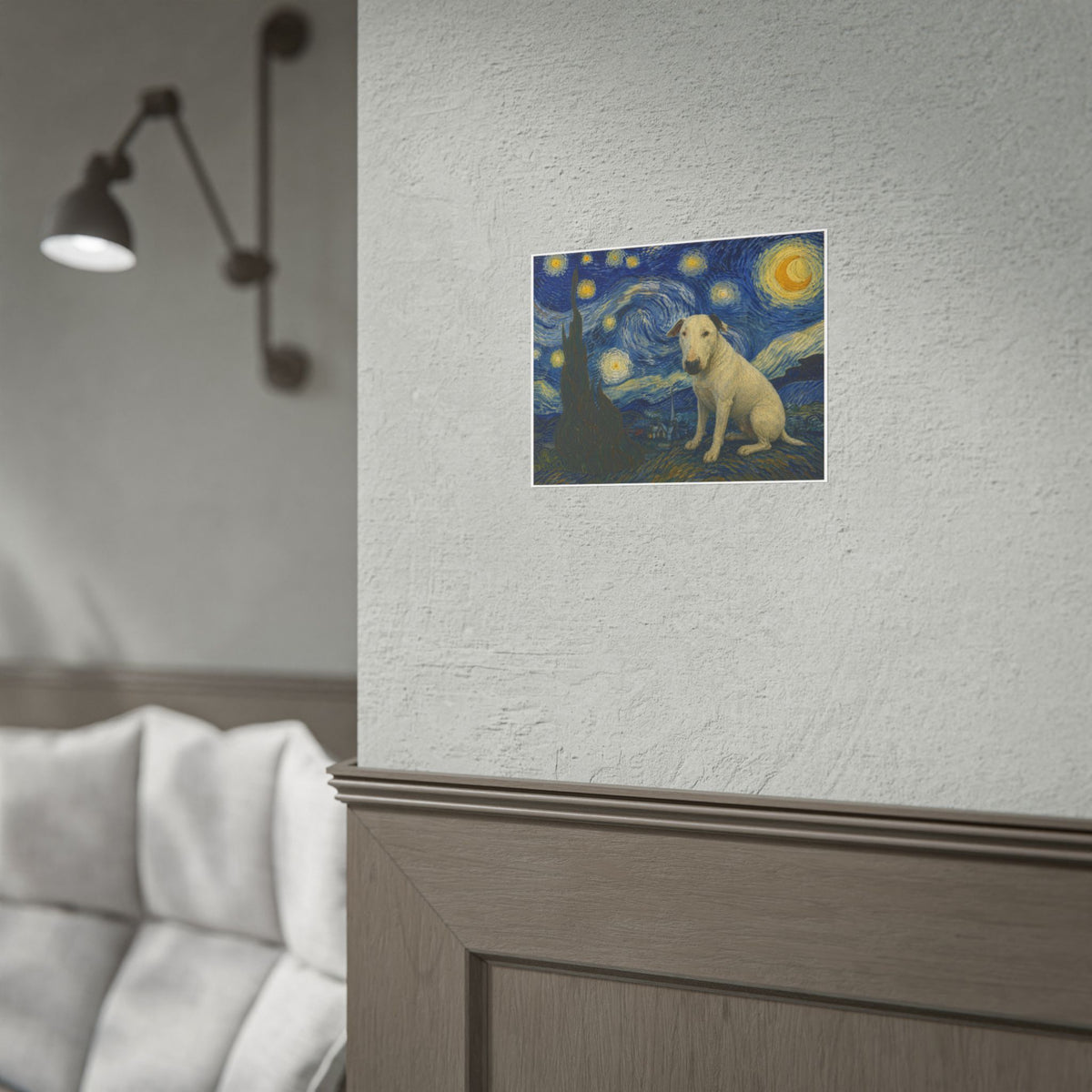 Bull Terrier Starry Night — after Vincent van Gogh, 1889 | Print
