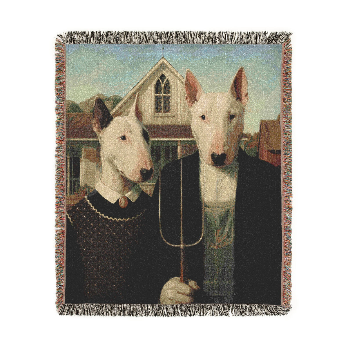 Bull Terrier American Gothic — after Grant Wood, 1930 | Blanket