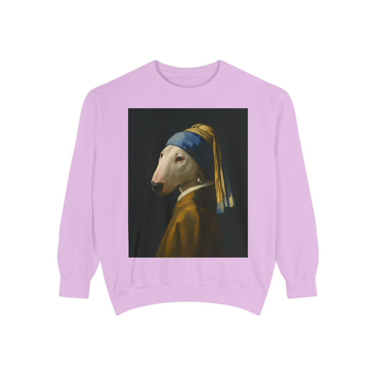 Bull Terrier Girl with a Pearl Earring — after Johannes Vermeer, c.1665 | Crewneck