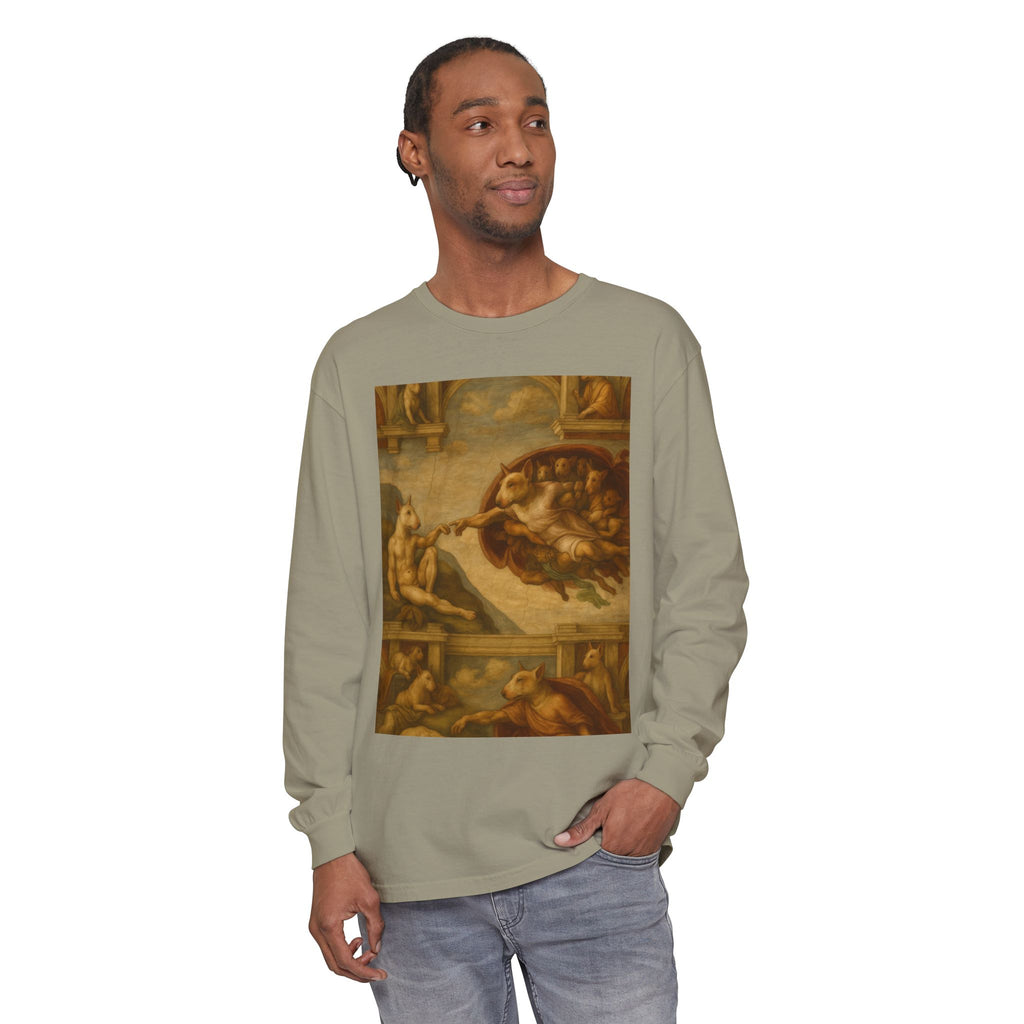 Bull Terrier The Creation of Adam — after Michelangelo, 1512 | Long Sleeve