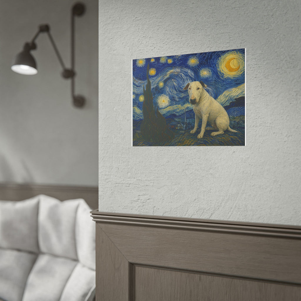 Bull Terrier Starry Night — after Vincent van Gogh, 1889 | Print