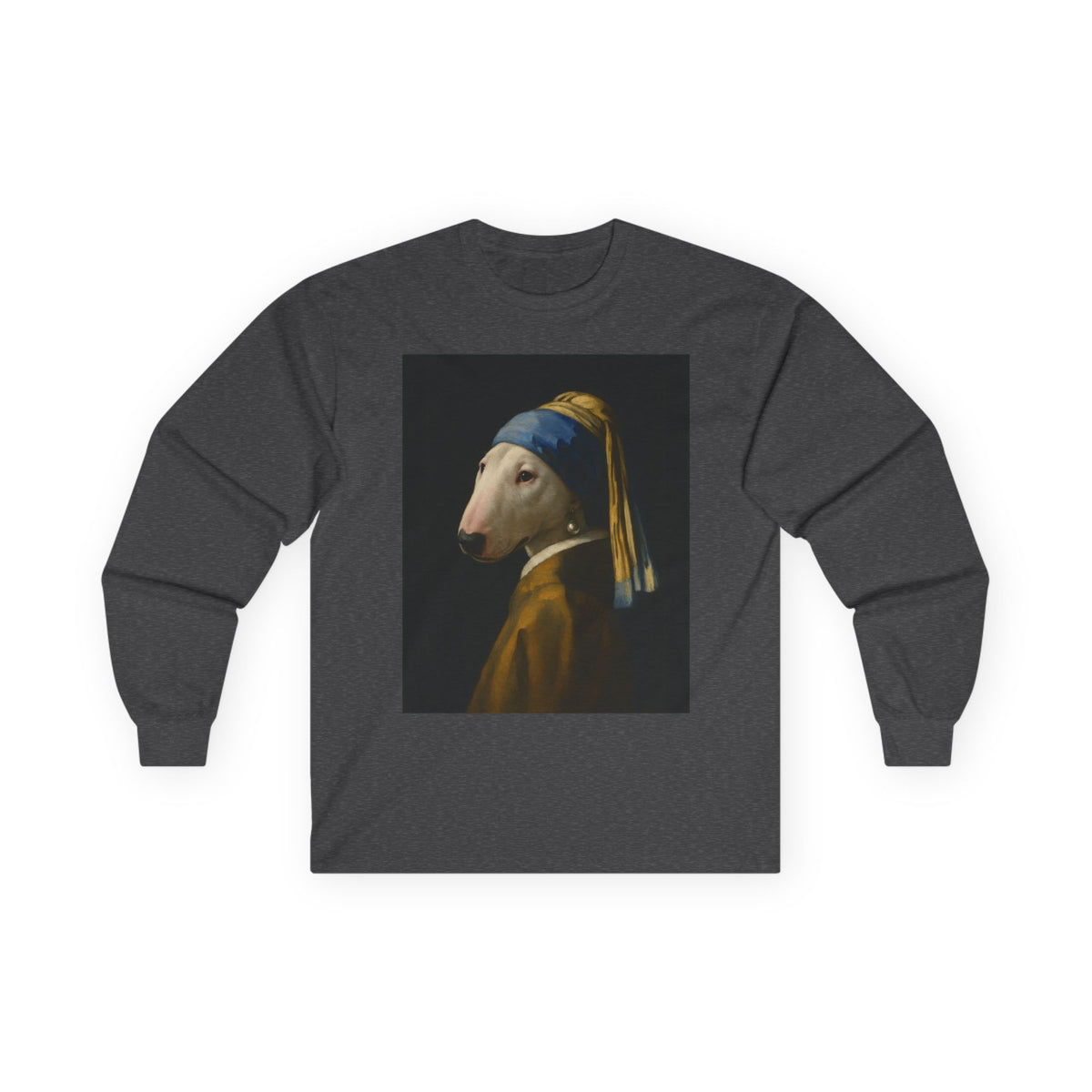 Bull Terrier Girl With A Pearl Earring — after Johannes Vermeer, c.1665 | Long Sleeve