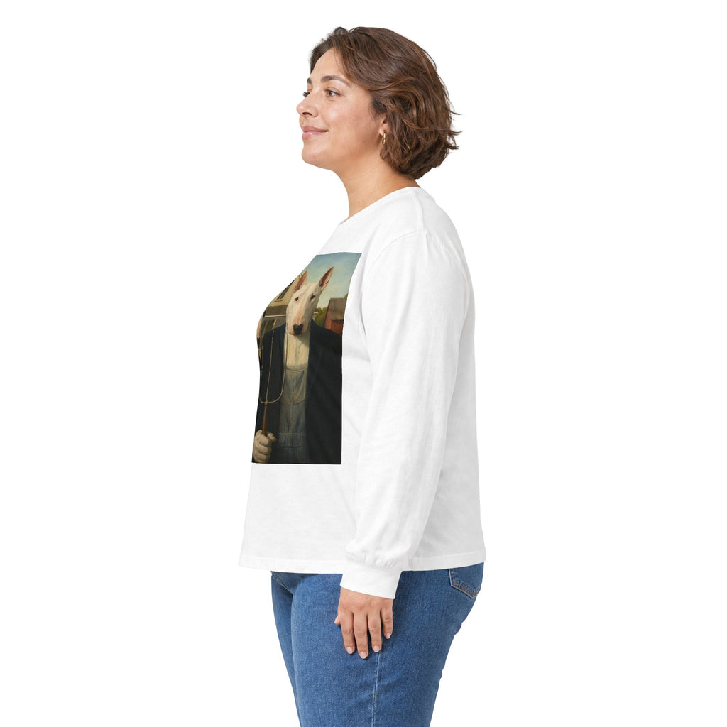 Bull Terrier American Gothic — after Grant Wood, 1930 | Long Sleeve