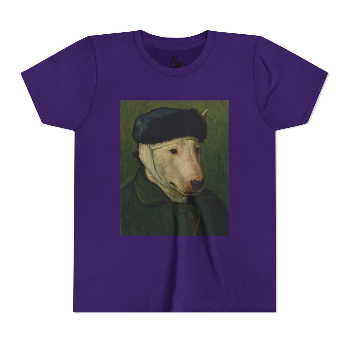 Bull Terrier Self-Portrait with Bandaged Ear — after Vincent van Gogh, 1889 | Youth Tee